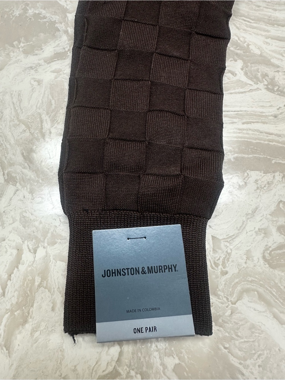 Johnston & Murphy Brown Checker Knit Dress Socks